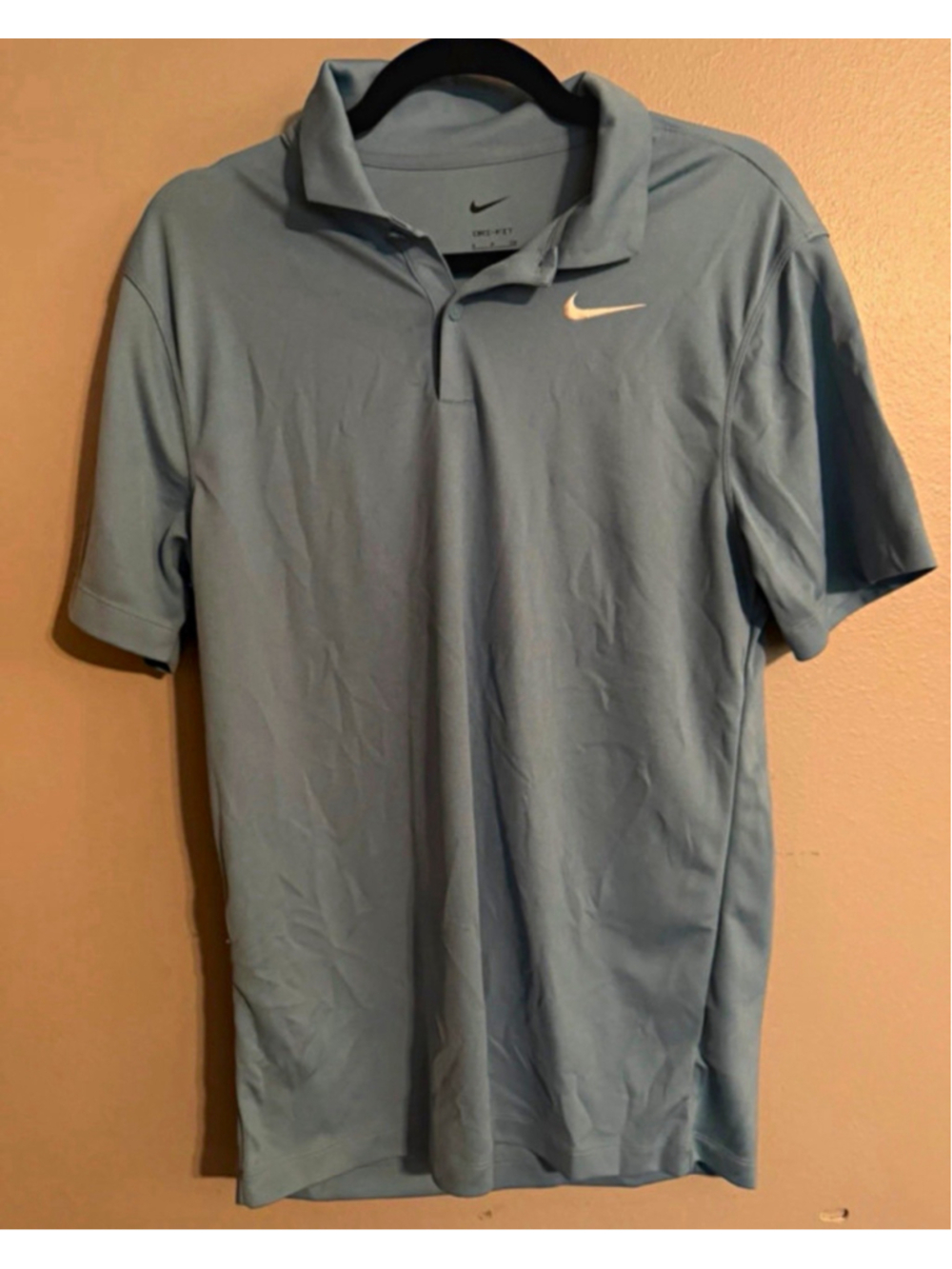 Nike Dri-FIT Men's Blue Solid Polo Shirt Size S Short Sleeve Collared Logo